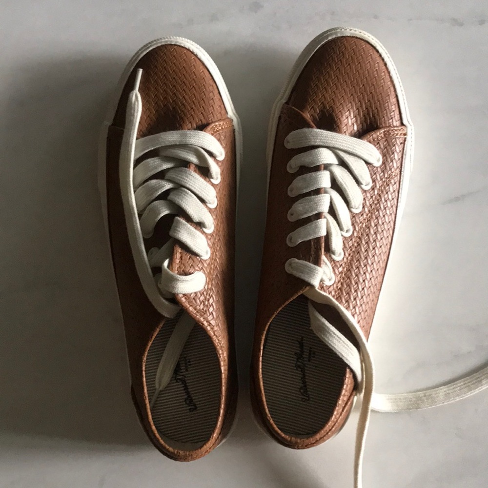 Brown leather converse-style sneakers
